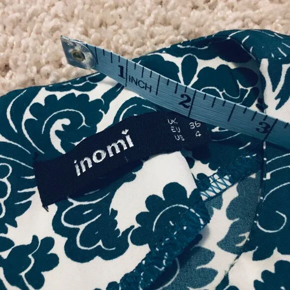 Teal Folksy Damask Print Short Sleeve Dress A-Line Kneelength - Picture 10 of 16